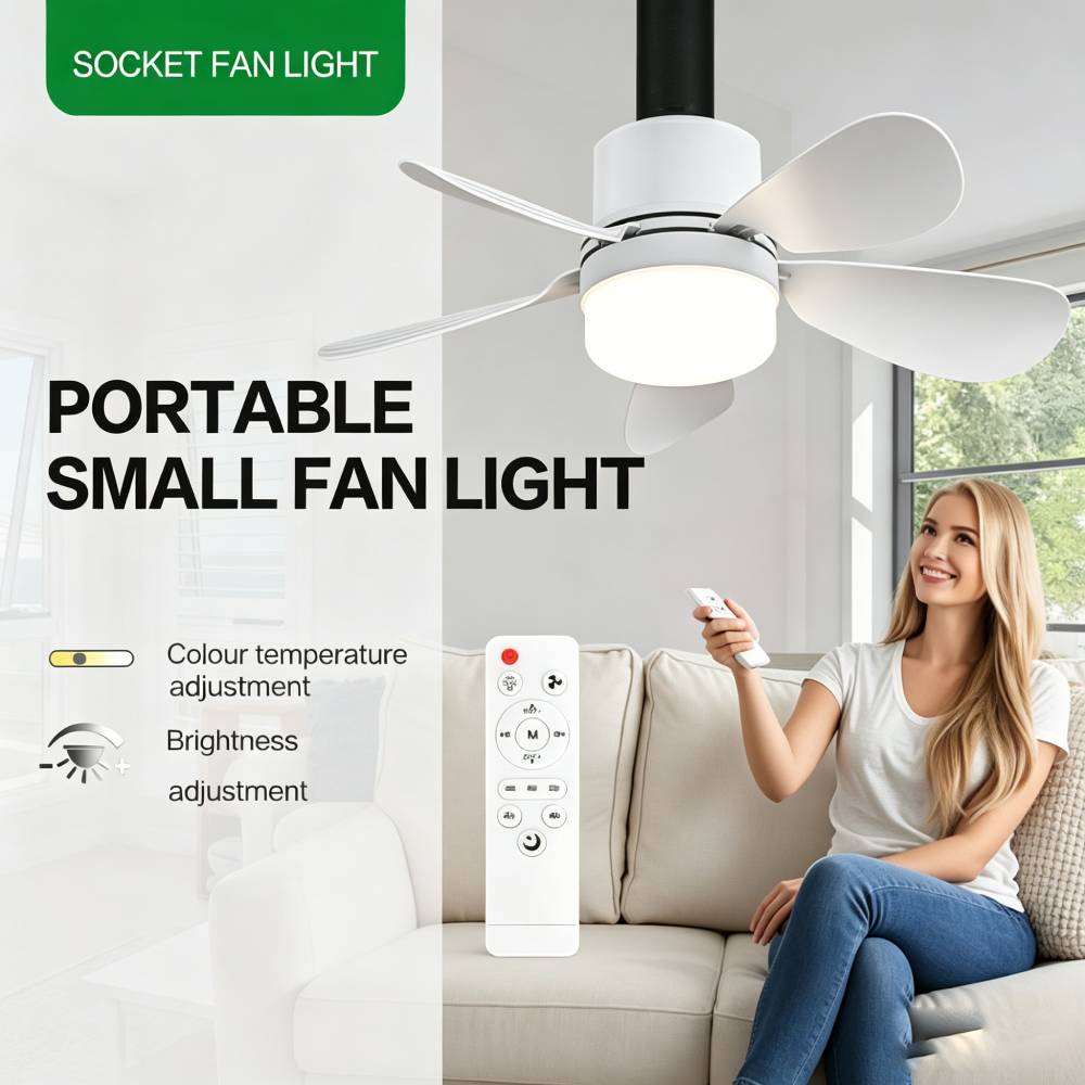Lighting Decoration For Home - Socket Fan Light with Remote, Small