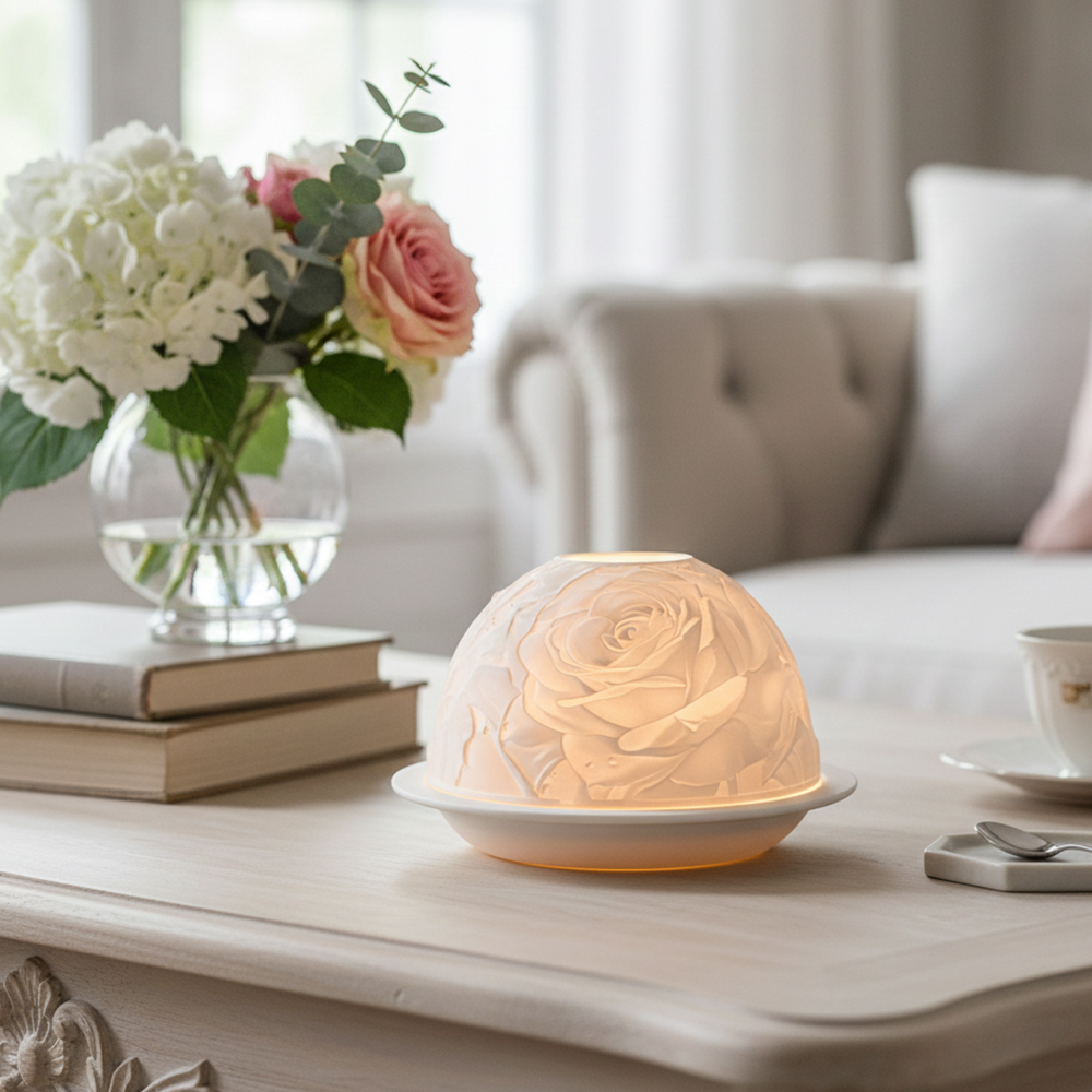Lighting Decoration Wedding - Elegant Rose Porcelain Candle Holder Warm