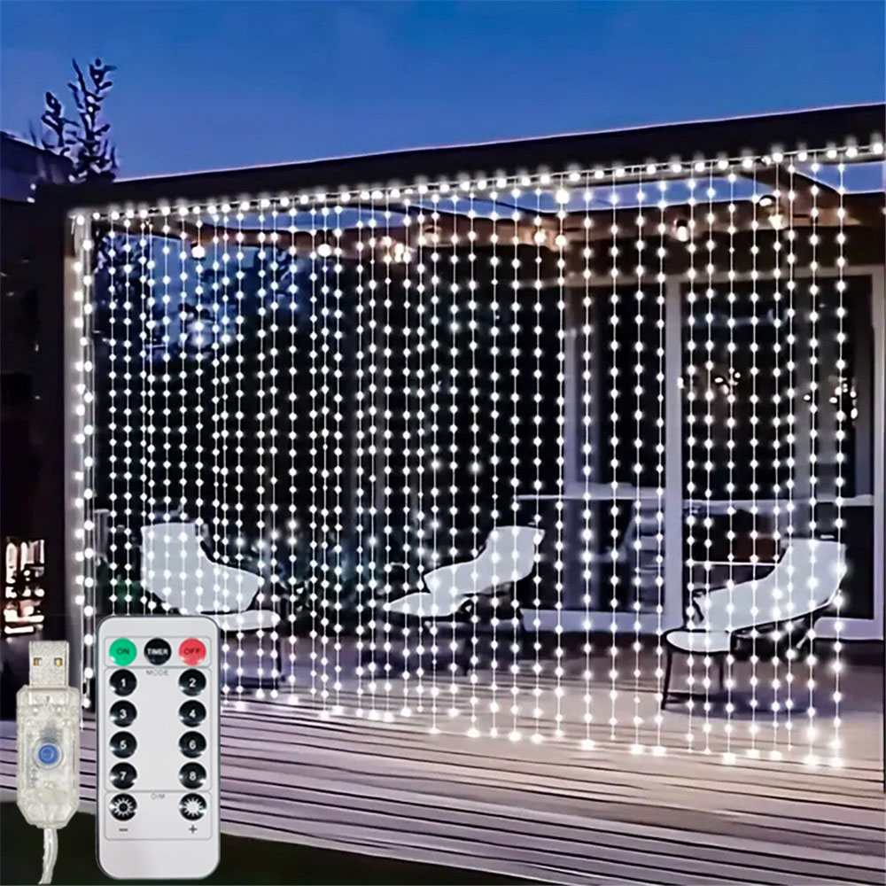 Fairy Light Curtain - 3/6M USB LED Curtain 8Modes Remote