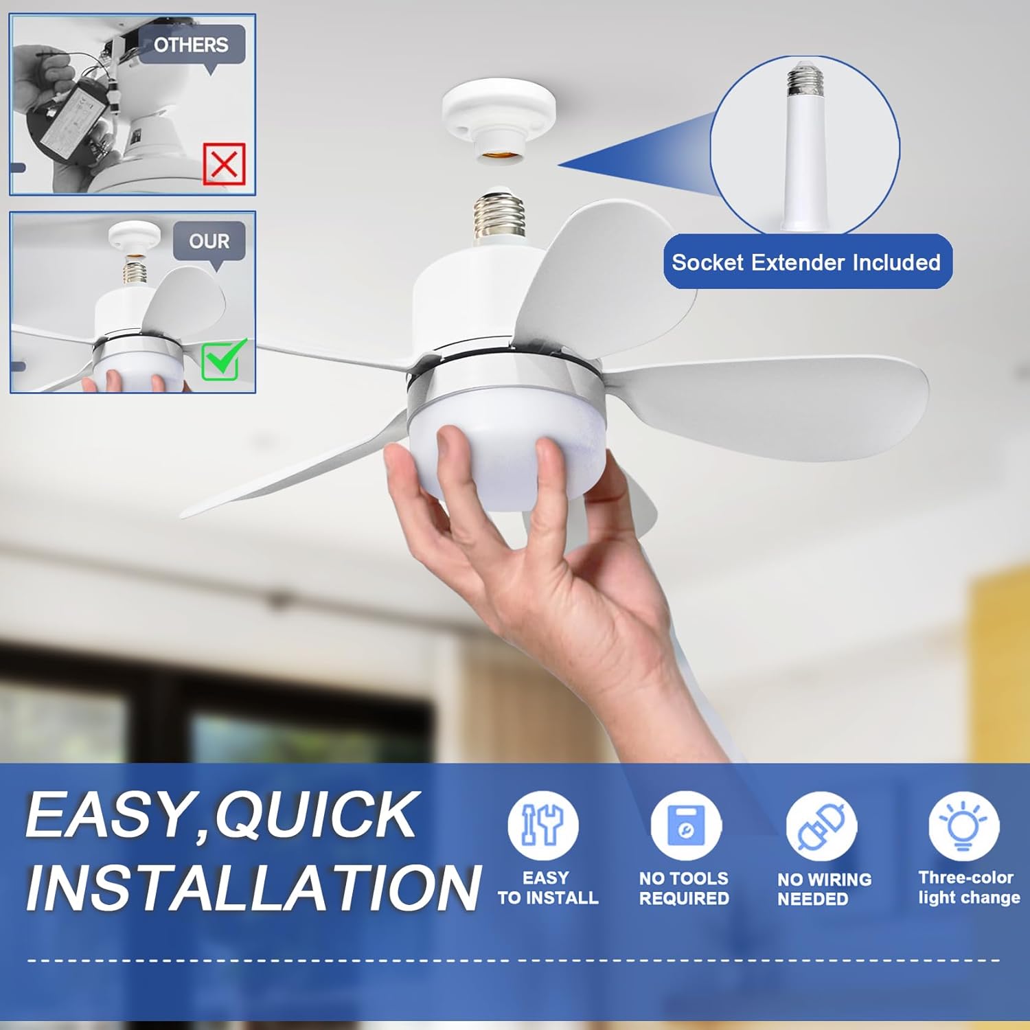 Socket Fan Light with Remote,  - Lighting Decoration For Home 评论和价格