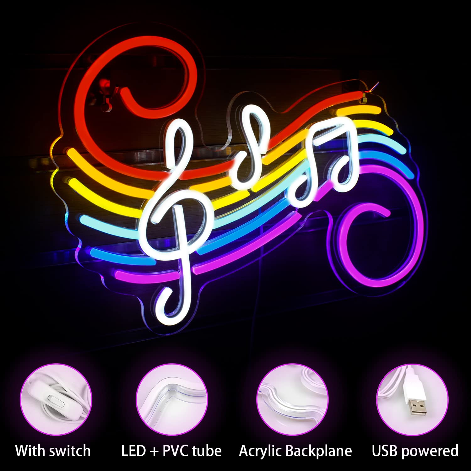 Music Notes Neon Sign Customiz - Lighting Decoration Wedding 评论和价格
