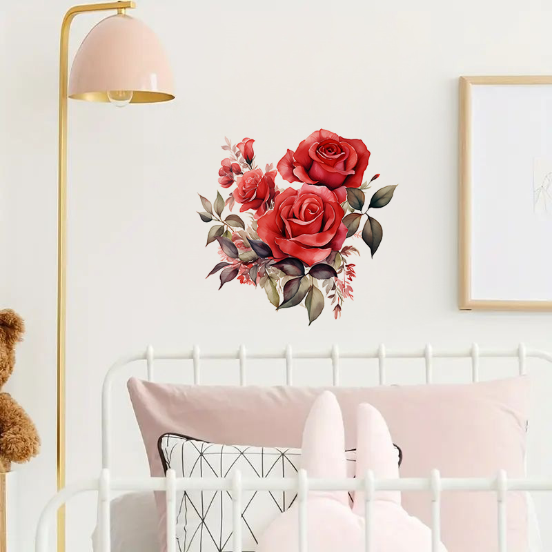 T2345# Beautiful Red Roses Sti - Lighting Mcqueen Bedroom Decor 评论和价格