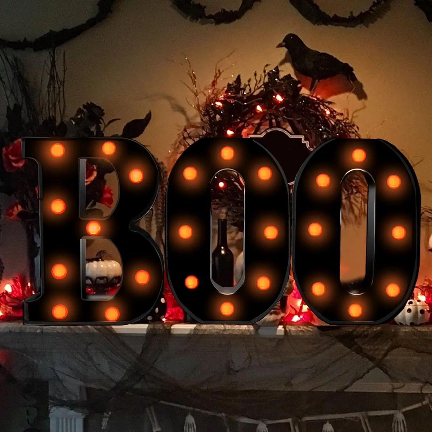 Halloween Decor Indoor-3 LED M - Light Up Letters Marquee 评论和价格