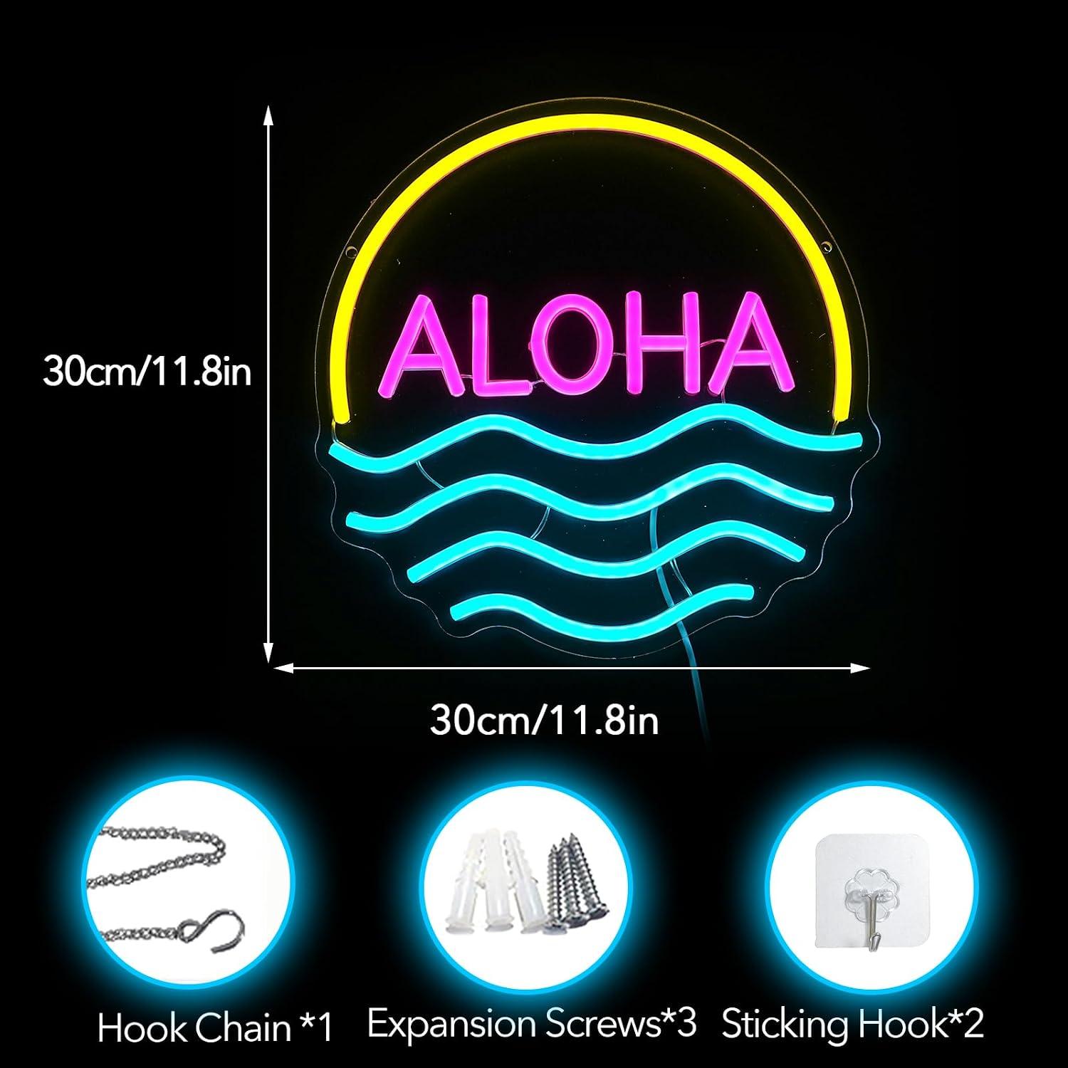 Aloha Sunset Wave Neon Sign US - Lighting Decor Rentals 评论和价格