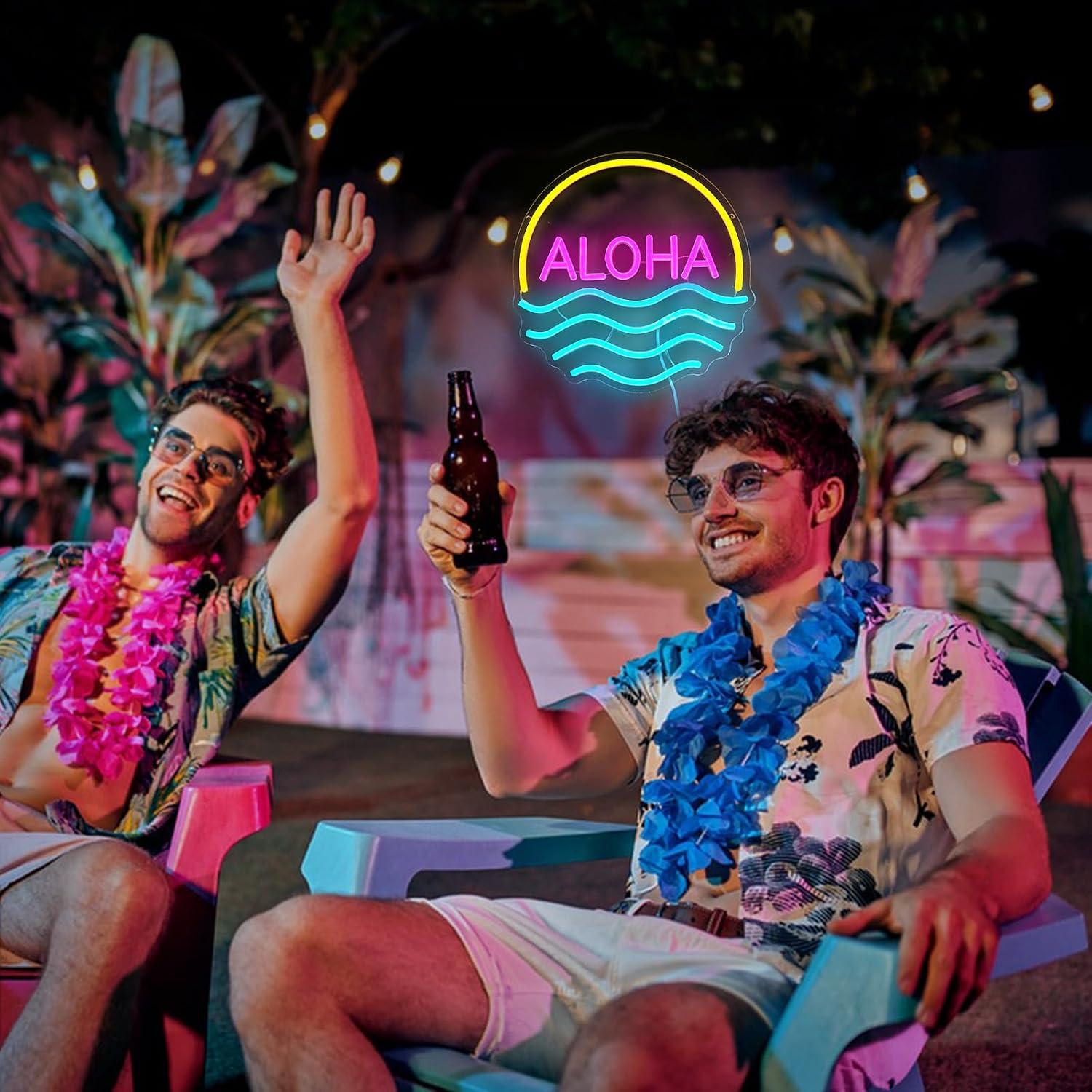 Aloha Sunset Wave Neon Sign US - Lighting Decor Rentals 评论和价格