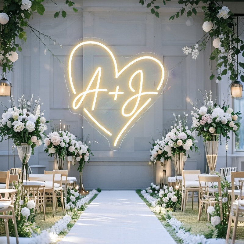 Custom Initials Heart LED Neon - Lighting Decoration Wedding 评论和价格
