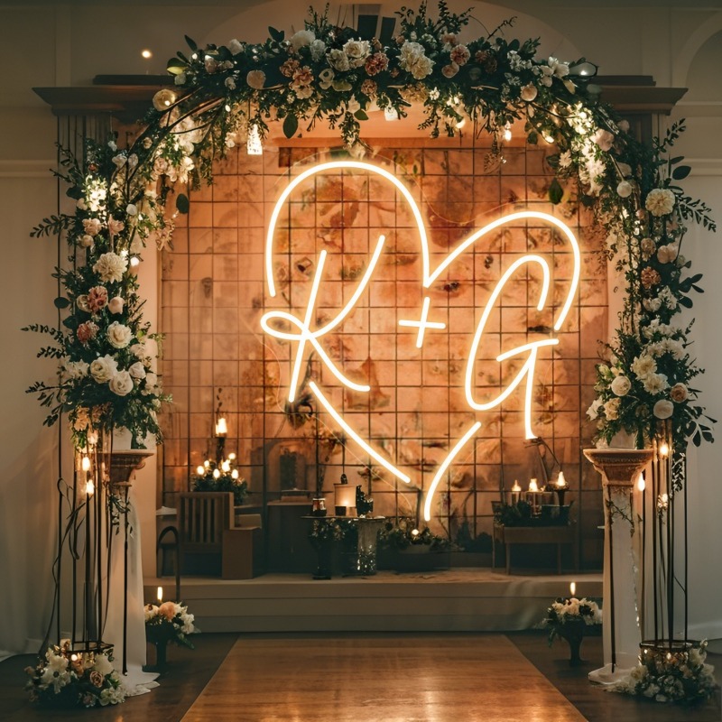 Custom Initials Heart LED Neon - Lighting Decoration Wedding 评论和价格