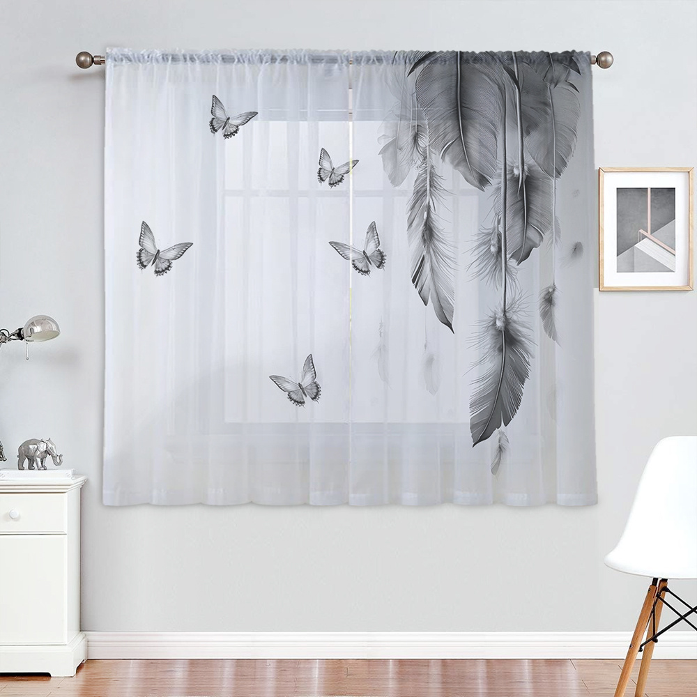2PCS Digital Print Sheer Curta - Fairy Light Curtain 评论和价格