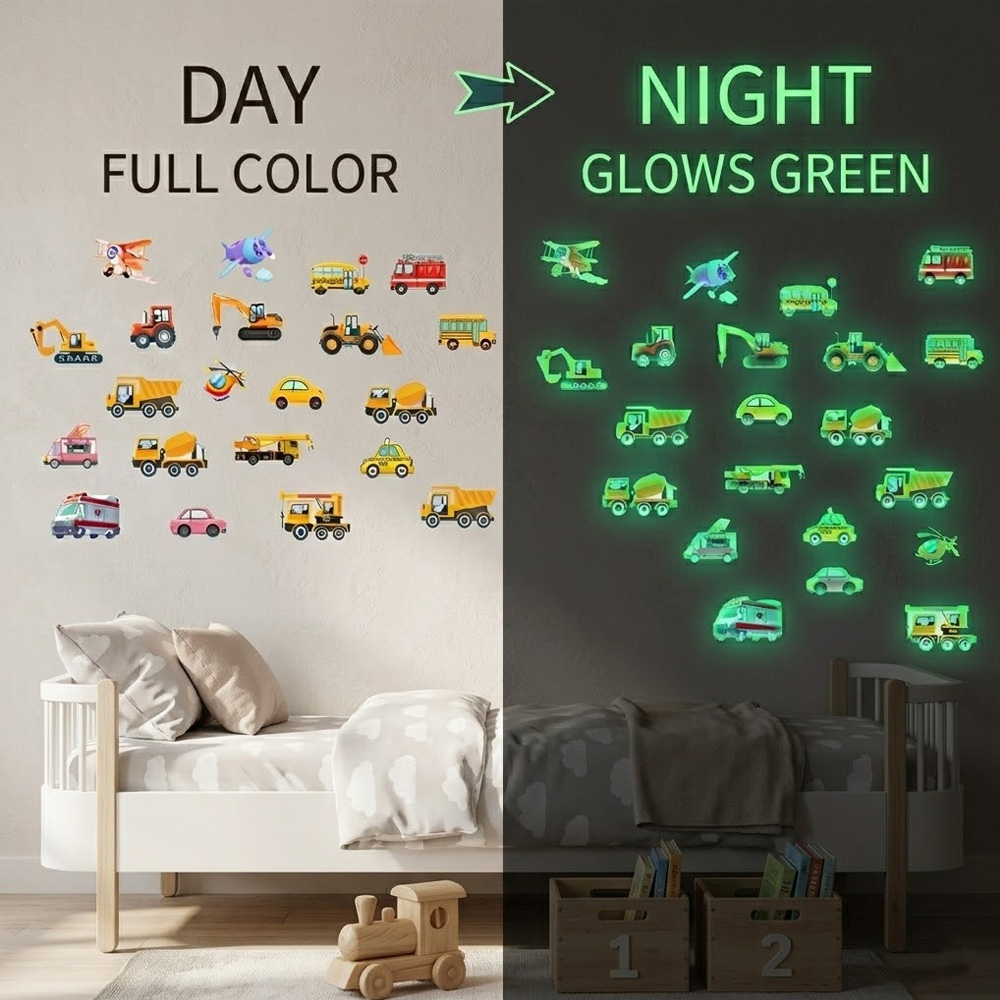 Luminous Car Wall Sticker 21Pc - Lighting Mcqueen Bedroom Decor 评论和价格