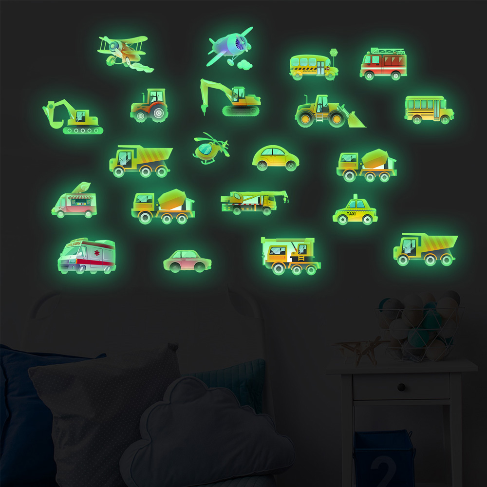 Luminous Car Wall Sticker 21Pc - Lighting Mcqueen Bedroom Decor 评论和价格