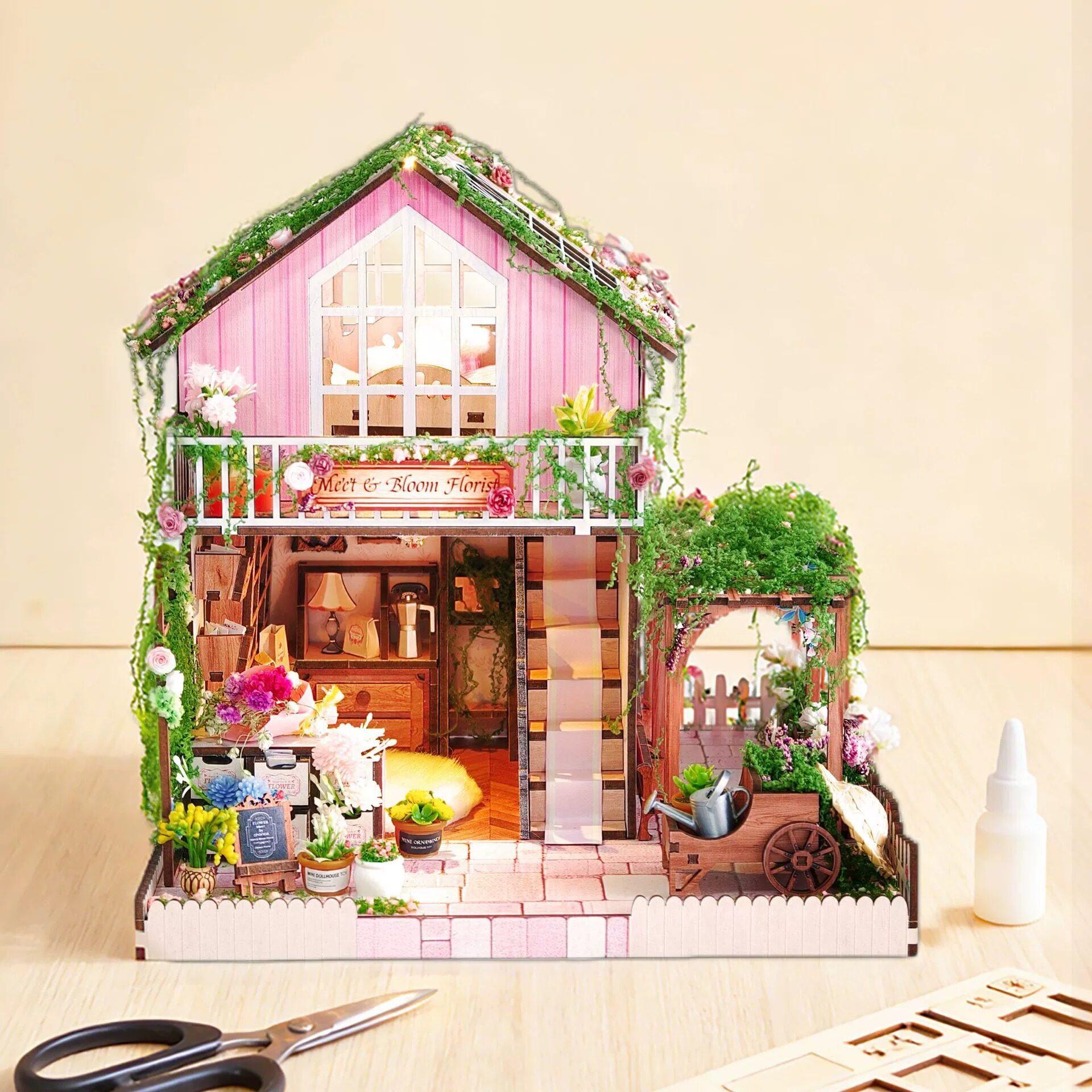 DIY Wooden Flower Store Cottag - Lighting Decor Store 评论和价格