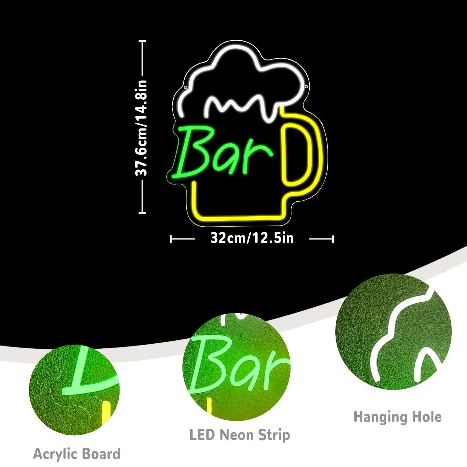 Beer Bar Neon Sign USB Dimmabl - Lighting Decoration For Home 评论和价格