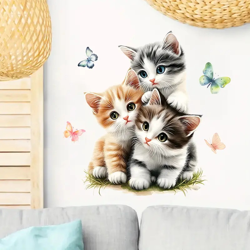 Three Cats with Butterfly Stic - Lighting Mcqueen Bedroom Decor 评论和价格
