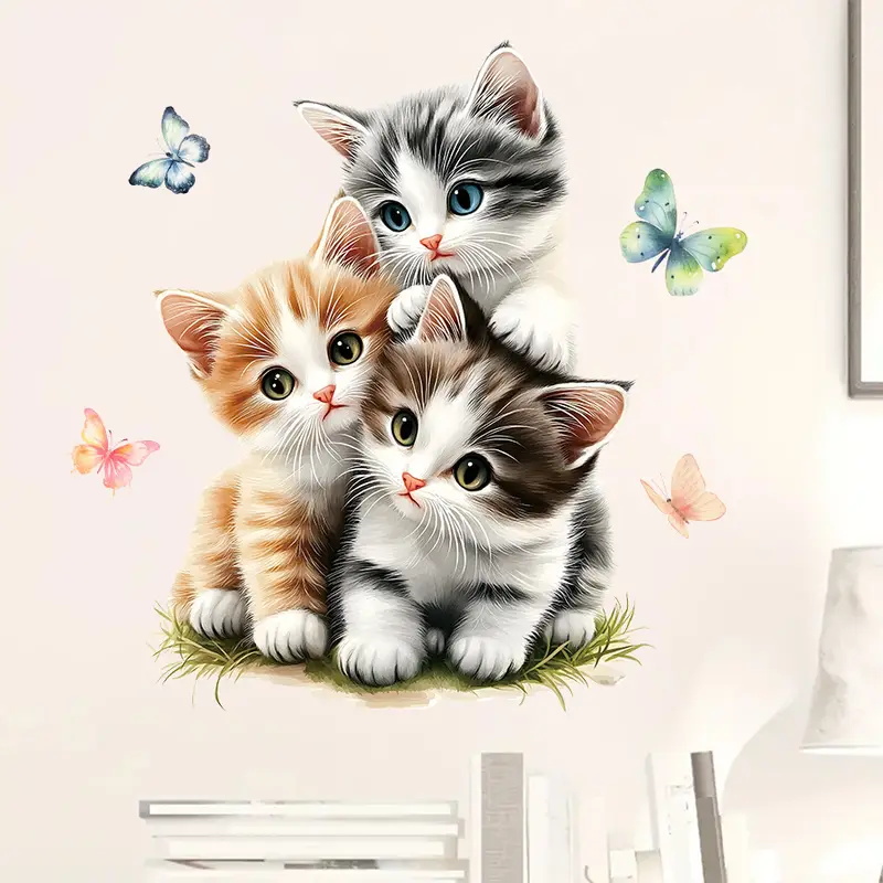 Three Cats with Butterfly Stic - Lighting Mcqueen Bedroom Decor 评论和价格