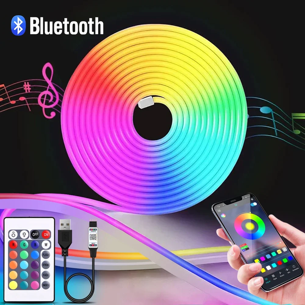 1-5m RGB LED Neon Strip Light  - Lighting Decoration For Home 评论和价格