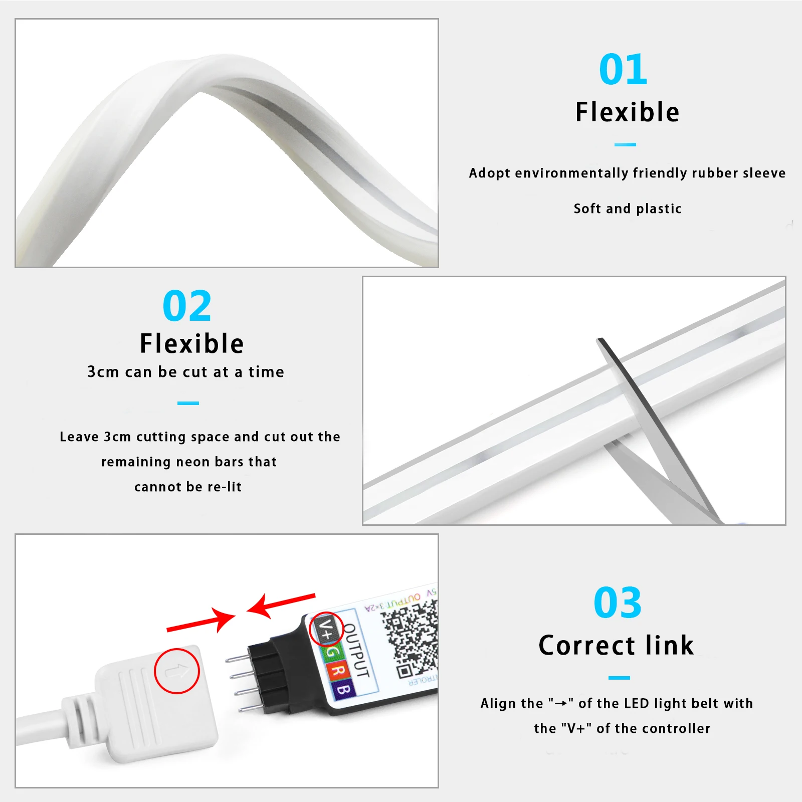 1-5m RGB LED Neon Strip Light  - Lighting Decoration For Home 评论和价格